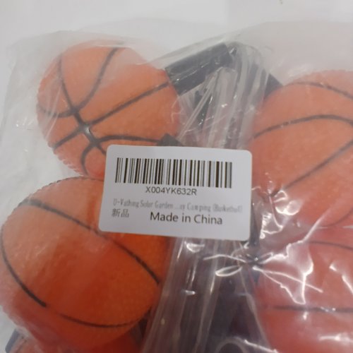 6PK OUTDOOR SOLAR BASKETBALL STRING STAKE LIGHTS - ORANGE image 2