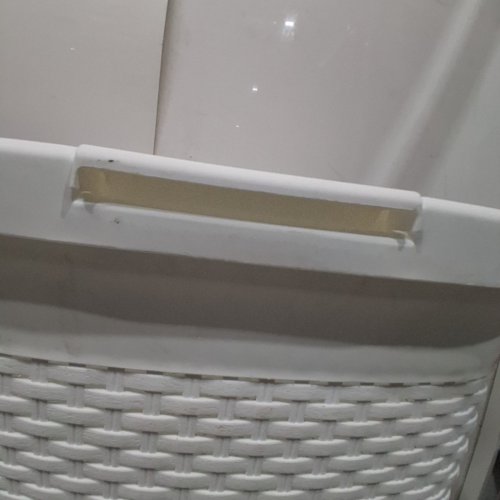 BATH CLIP PLASTIC WICKER STYLE LAUNDRY HAMPER - 60L - WHITE image 3