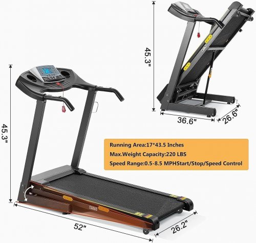 BODIOO FOLDING HOME TREADMILL WITH 12 INCLINE LEVELS & 15 TRAINING PROGRAMS - 2.5HP, 8.5MPH, 220LBS MAX - BLACK - (MODEL: MK-1002) image 2