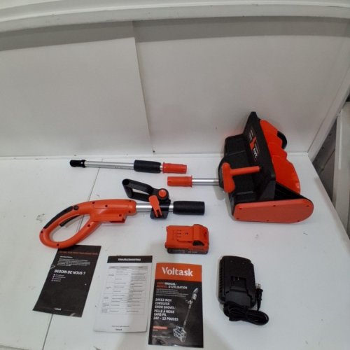 VOLTASK CORDLESS ELECTRIC SNOW SHOVEL WITH BATTERY & CHARGER - 12" PATH - 20V - BLACK/ORANGE (MODEL: SS-20B) image 3
