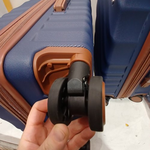 5PC ROSAMO HARDSIDE EXPANDABLE LUGGAGE SET WITH TSA LOCK - 25"/22"/18" -DARK BLUE/BROWN image 5