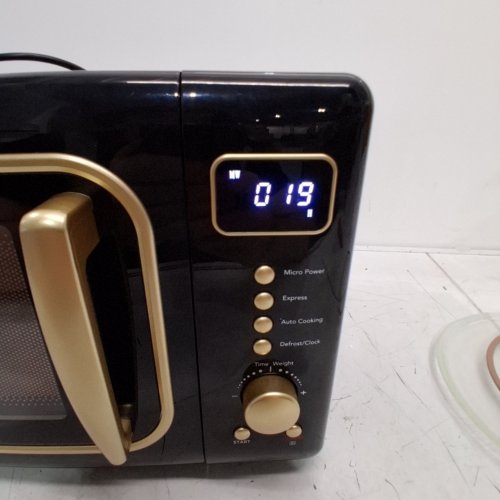 FRIGIDAIRE RETRO MICROWAVE OVEN - 0.7CU.FT - 700W - RETRO BLACK/GOLD (MODEL: EMW788-BLACKGLD) image 3