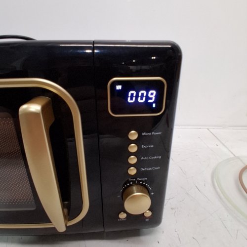 FRIGIDAIRE RETRO MICROWAVE OVEN - 0.7CU.FT - 700W - RETRO BLACK/GOLD (MODEL: EMW788-BLACKGLD) image 4