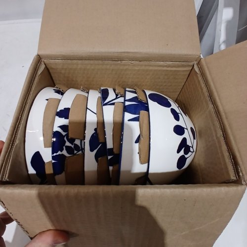 6PK ARBOR STONEWARE BOWLS - 6" - WHITE/BLUE (MODEL: 1901823) image 2