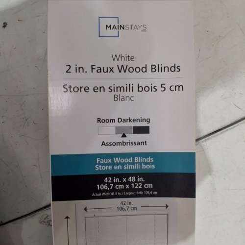 MAINSTAYS FAUX WOOD HORIZONTAL WINDOW BLINDS - 42" X 48" - WHITE (MODEL:MSF500000800016) image 3