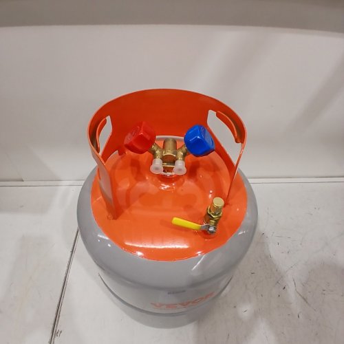 REFRIGERANT RECOVERY TANK WITH DOUBLE VALVE SYSTEM - 50LB CAPACITY - ORANGE/GREY (MODEL: LX-33629B) image 3