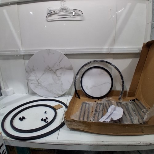 2PC GARDEN 4 YOU HM-HHX NESTING ROUND COFFEE TABLES - 24" X 18" & 16" X 16" - WHITE/FAUX MARBLE - (MODEL: HM3058) image 2