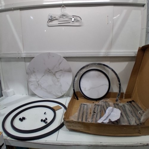 2PC GARDEN 4 YOU HM-HHX NESTING ROUND COFFEE TABLES - 24" X 18" & 16" X 16" - WHITE/FAUX MARBLE - (MODEL: HM3058) image 3