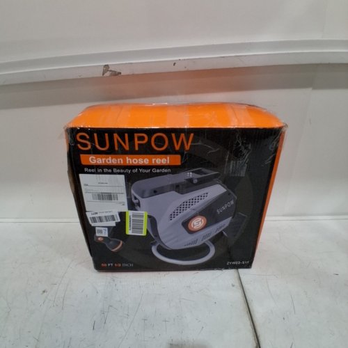 SUNPOW RETRACTABLE GARDEN HOSE REEL - 1/2" - 50FT - GREY/SILVER (MODEL: ZYW03-S15) image 5