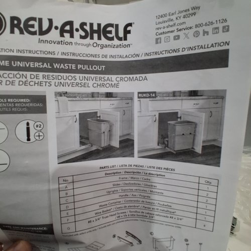 REV-A-SHELF UNIVERSAL WAST CONTAINER WITH REAR BASKET - 5GAL - GREY image 2