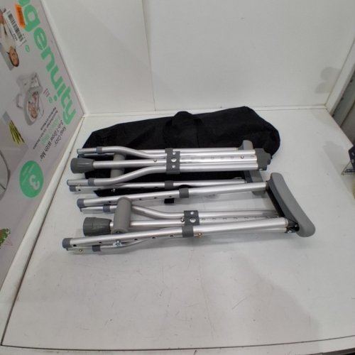 2PC FOLDABLE ALUMINUM LIGHTWEIGHT WALKING CRUTCHES FOR ADULTS - 42-59" - GREY/BLACK image 2