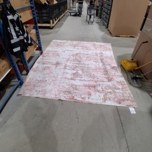 WASHABLE NON-SLIP MODERN ABSTRACT AREA RUG - 6FT X9FT -PINK AND WHITE image 3