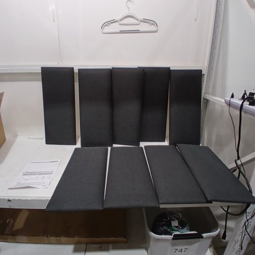 9PK PEEL & STICK UPHOLSTERED HEADBOARD WALL PANELS - 23" X 9" - DARK GREY image 2