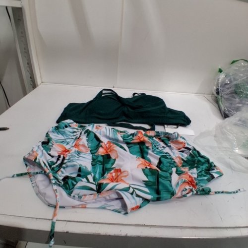 2PC WOMENS HANNA NIKOLE PLUS SIZE TWO PIECE SWIMSUIT SET - 22W - MULTICOLOUR/GREEN image 2