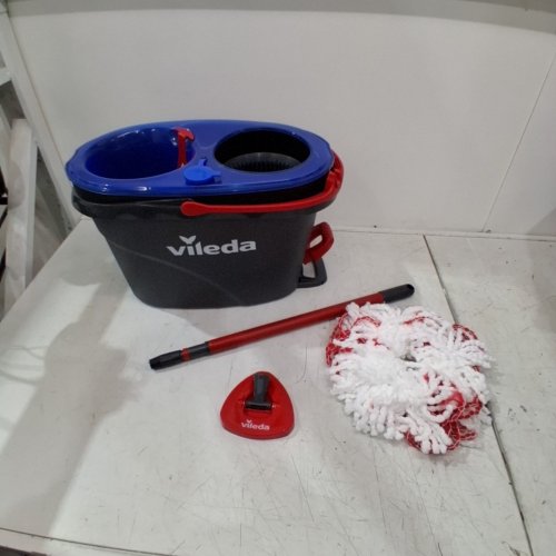 VILEDA EASYWRING RINSECLEAN SPIN MOP & BUCKET SYSTEM WITH REUSABLE MICROFIBER MOPHEAD & EXTENDABLE HANDLE - BLUE/GREY (MODEL: 168467) image 2
