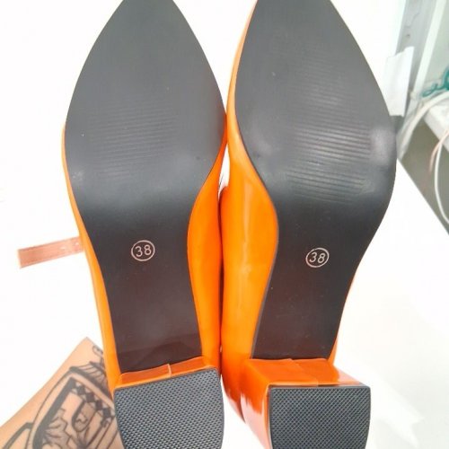 DOUBLE MARY JANE STRAP HEELED PUMPS - 7-7.5 - ORANGE image 5