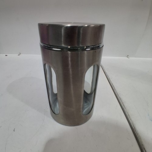 GLASS STORAGE CANISTER - 48OZ - SILVER / CLEAR image 2
