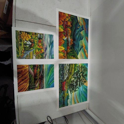 4 ASSORTED RURAL LANDSCAPE ART PRINTS ON CARDSTOCK FROM VARIOUS ARTISTS - MULTICOLOR image 2