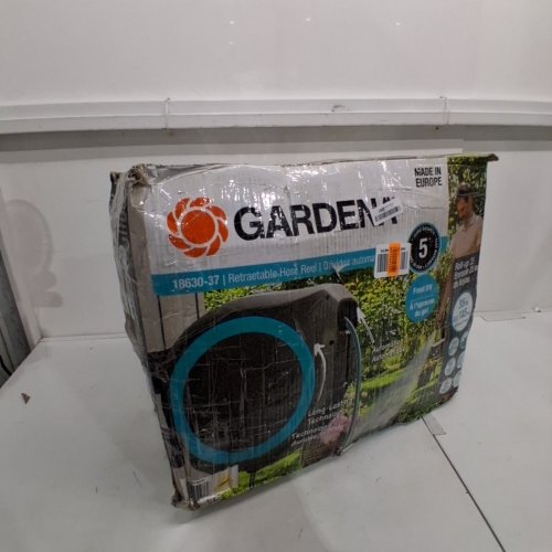 GARDENA FROST-PROOF WALL-MOUNTED AUTO-RETRACTABLE HOSE REEL - 115FT - BLACK/TURQUOISE (MODEL: 18630-37) image 5