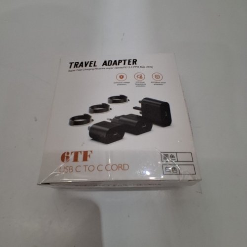 HFLRZZ USB-C FAST CHARGER WITH USB-C TO USB-C CABLE - 6FT - 45W - 100-240V - BLACK image 3