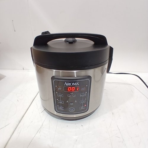 AROMA DIGITAL RICE COOKER - 20 CUP - STAINLESS STEEL / BLACK (MODEL: ARC-1030SB) image 4