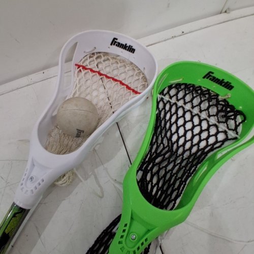 3PC FRANKLIN SPORTS VENOM LACROSSE STICKS & BALL - 32" - GREEN/WHITE/BLACK image 3