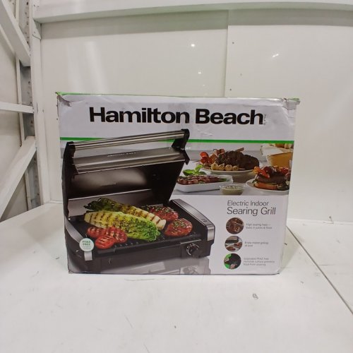 HAMILTON BEACH ELECTRIC INDOOR SEARING GRILL - STAINLESS STEEL/BLACK (MODEL: 25360MN) image 4