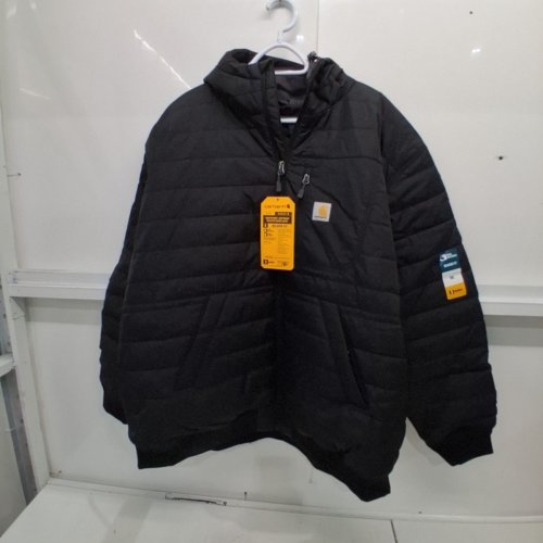 MENS CARHARTT RAIN DEFENDER RELAXED FIT LIGHTWEIGHT INSULATED HOODED JACKET - 3XL - BLACK (STYLE: OJ6543-M) image 2