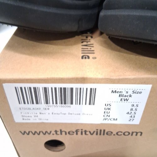 MEN'S FITVILLE EASYTOP DELUXE DRESS SHOES - 9.5 - BLACK (STYLE: ETDCBLACK9_5EW) image 2