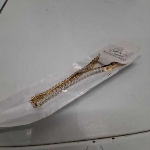 WOMENS STAINLES STEEL DIAMOND BRACELET- GOLD TONE image 2