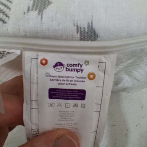 2PK COMFY BUMPY FOAM BED RAIL BUMPERS FOR TODDLER - 52" X 7" X 4.5" - WHITE AND GRAY image 3