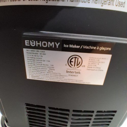 EUHOMY COUNTERTOP ICE MAKER MACHINE WITH HANDLE, BASKET AND SCOOP - MAKES 26LB/DAY - BLACK (MODEL: IM001-BBL-CAEH) image 6
