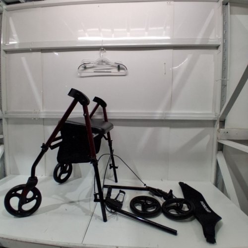 HOMLAND FOLDABLE ROLLATOR WALKERS WITH SEAT FOR SENIORS - 8" WHEELS - 350LBS CAP - BURGUNDY/RED (MODEL: R2-RD) image 2