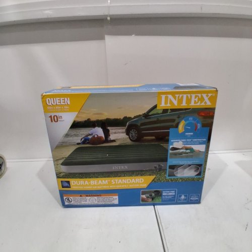 INTEX DURA-BEAM STANDARD AIR MATTRESS WITH BATTERY PUMP - 10" QUEEN - GREEN/GREY (MODEL: 64779CA) image 3