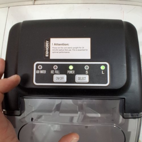EUHOMY COUNTERTOP ICE MAKER MACHINE WITH HANDLE, BASKET AND SCOOP - MAKES 26LBS PER DAY - BLACK (MODEL: IM030-B) image 2