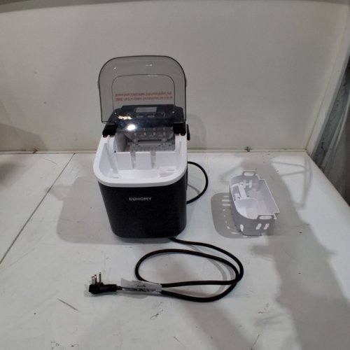 EUHOMY COUNTERTOP ICE MAKER MACHINE WITH HANDLE, BASKET AND SCOOP - MAKES 26LBS PER DAY - BLACK (MODEL: IM030-B) image 3