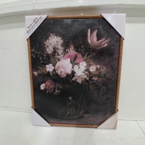 FLOWER BOUQUET FRAMED CANVAS WALL ART - 16" X 20" - GOLD FRAME / MULTICOLOR image 3