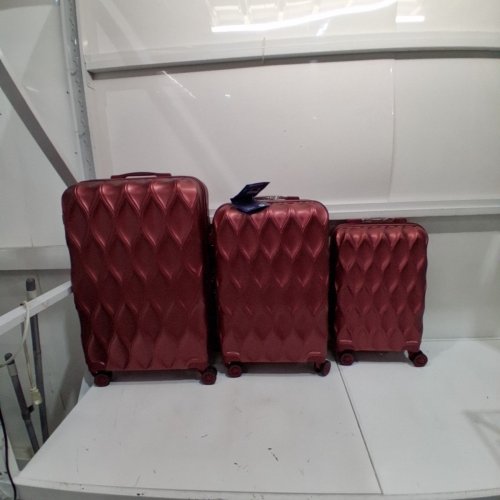 3PC OMBRY LUGGAGE SUITCASE SET WITH 360 ROTATION WHEELS - LIGHT WEIGHT AND DURABLE - 20"/24"/28" - WINE RED image 3