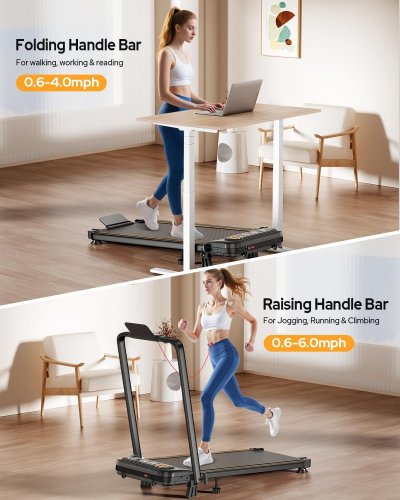 WALKING PAD TREADMILL WITH 12% INCLINE AND HANDLE - 3.5HP (MODEL: SD-380GM) image 2
