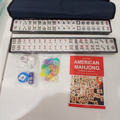166PC GUSTARIA AMERICAN MAHJONG GAME SET WITH CASE - BLUE image 3