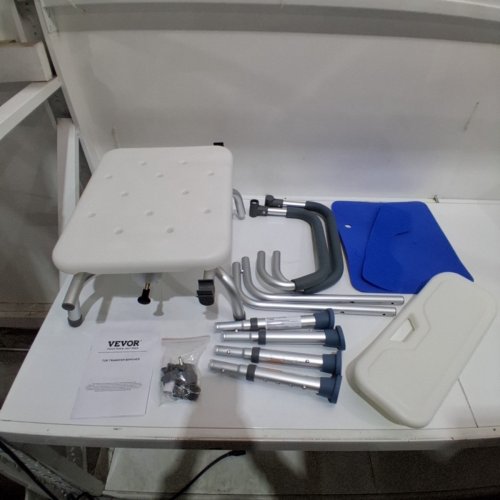 VEVOR SHOWER CHAIR 360° SWIVEL BATHTUB SHOWER SEAT WITH PIVOTING ARMS - TUB TRANSFER BENCH - WHITE/BLUE (MODEL: FBL650326) image 2