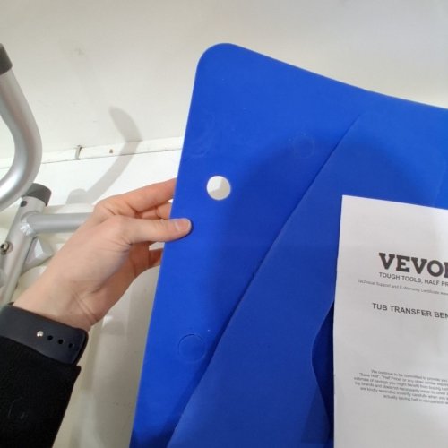 VEVOR SHOWER CHAIR 360° SWIVEL BATHTUB SHOWER SEAT WITH PIVOTING ARMS - TUB TRANSFER BENCH - WHITE/BLUE (MODEL: FBL650326) image 4