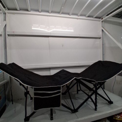 OVERMONT CAMPING COT WITH MATTRESS - 75" X 28" X 21" - BLACK/WHITE image 2
