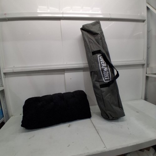 OVERMONT CAMPING COT WITH MATTRESS - 75" X 28" X 21" - BLACK/WHITE image 4