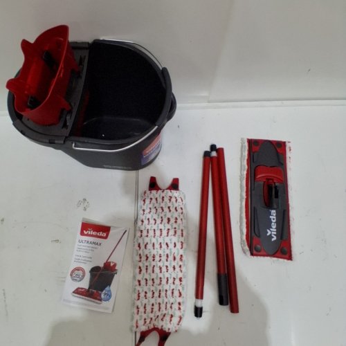 VILEDA ULTRAMAX FLAT MOP AND BUCKET SET - 24.97L - RED/BLACK image 3