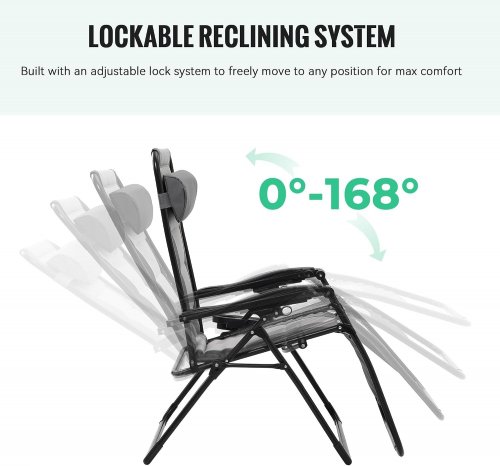JEAREY OVERSIZED ZERO GRAVITY CHAIR WITH PADDED RECLINER AND CUP HOLDER - 42" X 36" X 29" - BLACK (ITEM: A043-003-001) image 3