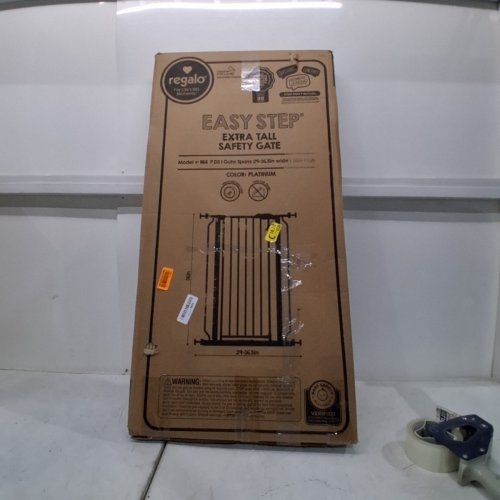 REGALO EASY STEP EXTRA TALL WALK THRU SAFETY GATE - 29" - 36.5" X 36" - PLATINUM GREY (MODEL: 1166 P DS) image 3