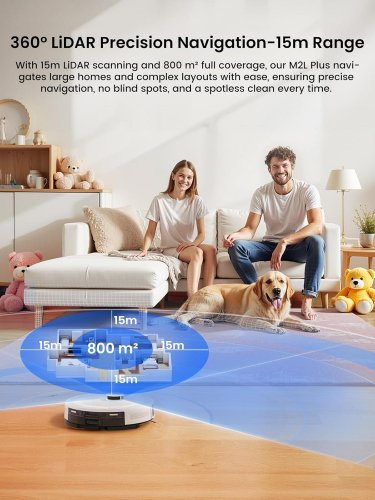 LEFANT ROBOT VACUUM AND MOP COMBO - SELF-EMPTYING, 40-DAY CAPACITY, 6000PA SUCTION - WHITE (MODEL: M2L PLUS) image 3