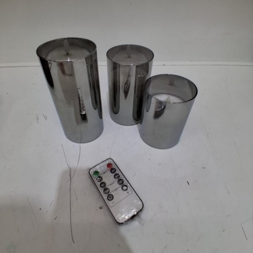 3PC GOLDPRICE LED FLAMELESS BATTERY OPERATED CANDLES - 4" 5" 6" - GREY image 3