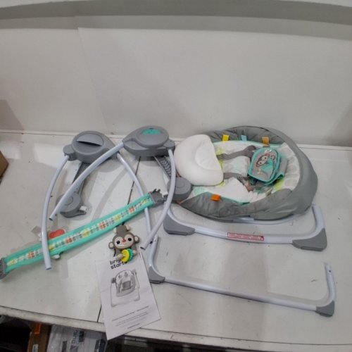 BRIGHT STARTS WHIMSICAL WILD PORTABLE COMPACT AUTOMATIC SWING WITH MELODIES - GREY (MODEL: 11803-MEES) image 3